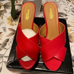 Charlotte Russe Red Wedge Sandals with Crisscross Straps